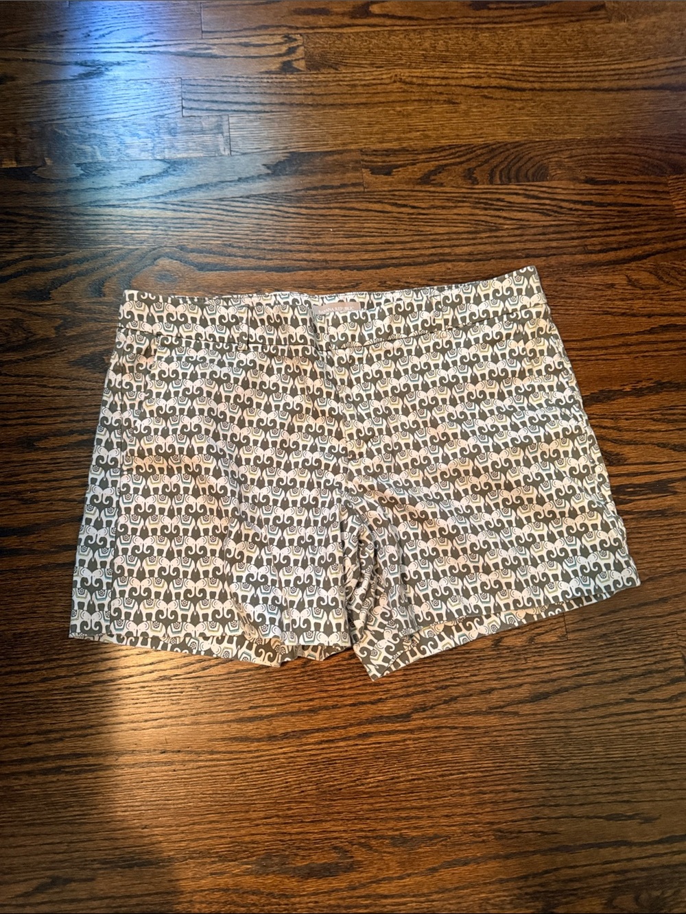 Banana Republic White & Brown Printed Cotton Blend Shorts